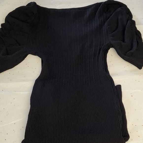 Bebe Pointelle Ribbed Keyhole Sweater Top - Picture 5 of 5